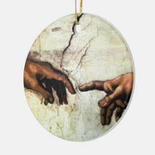 Skapande av Adam - Händer Michelangelo 1475 - 156 Julgransprydnad Keramik