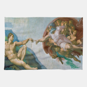 Skapande av Adam - Michelangelo 1475 - 1564 Kökshandduk