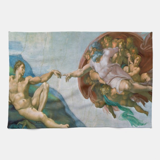Skapande av Adam - Michelangelo 1475 - 1564 Kökshandduk (Horisontell)