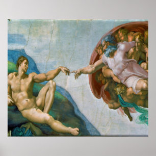 Skapande av Adam - Michelangelo 1475 - 1564 Poster