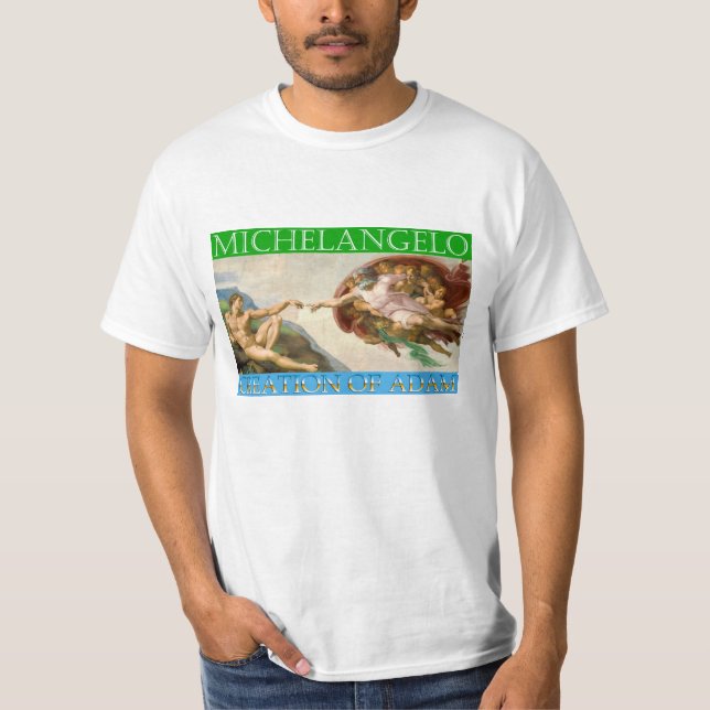 Skapande av Adam - Michelangelo, Sistine Chapel Tee Shirt (Framsida)