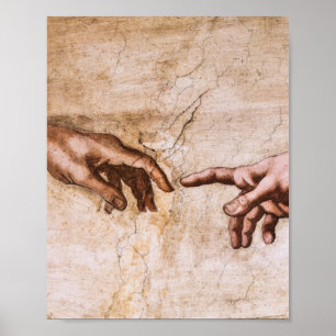 Skapande av Adam Restured Michelangelo Poster