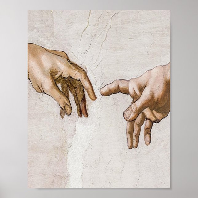 Skapande av Adam Sistine Chapel - Michelangelo Poster (Framsidan)