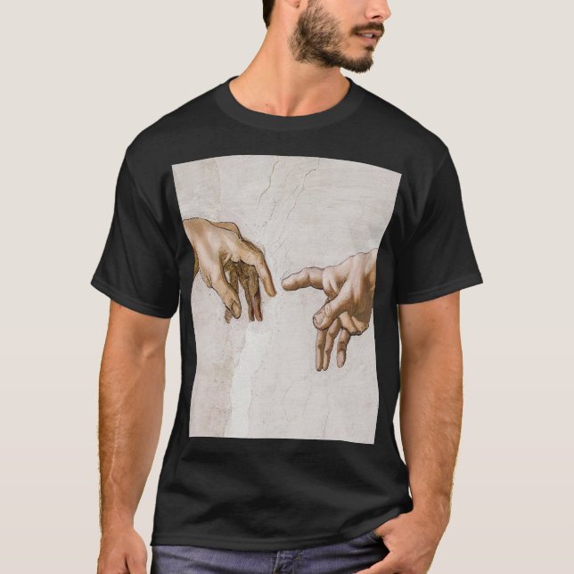 Skapande av Adam Sistine Chapel - Michelangelo T Shirt (Framsida)