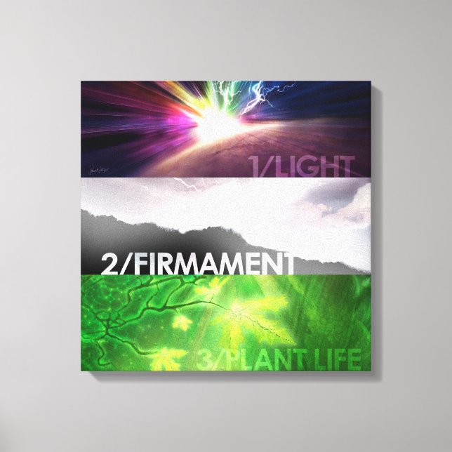 Skapandedagar 1-3 Kanvastryck 18 tum x 18 tum (Framsida)