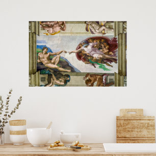 Skapandet av Adam Michelangelo Poster