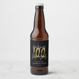 Skapar 100-bra guld födelsedag ölflaska etikett