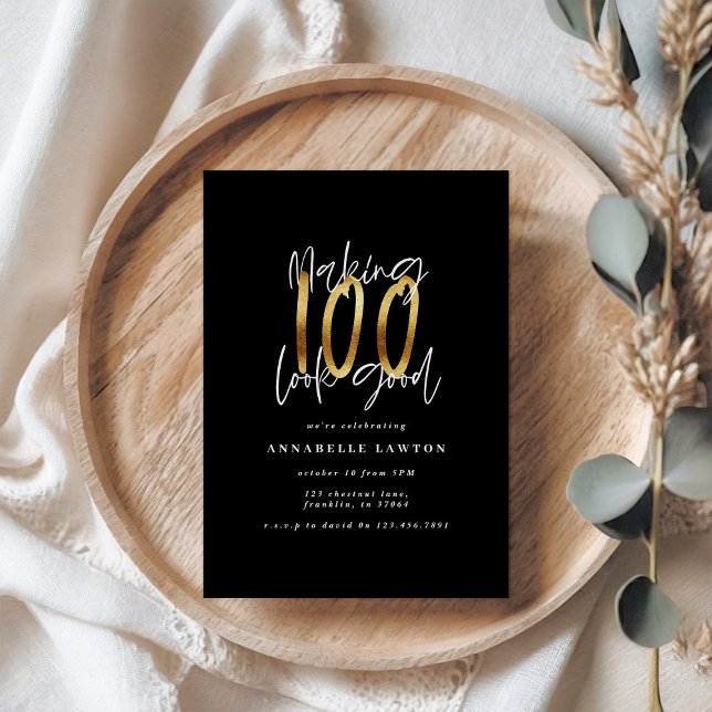 Skapar 100-bra guld födelsedagsinbjudan (Skapare uppladdad)