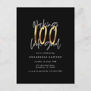 Skapar 100-bra guld födelsedagsinbjudan vykort