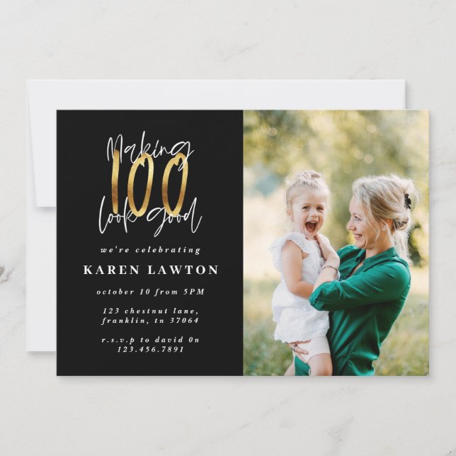 Skapar 100-stifts bra guld födelsedagsfoto julkort (Framsida)