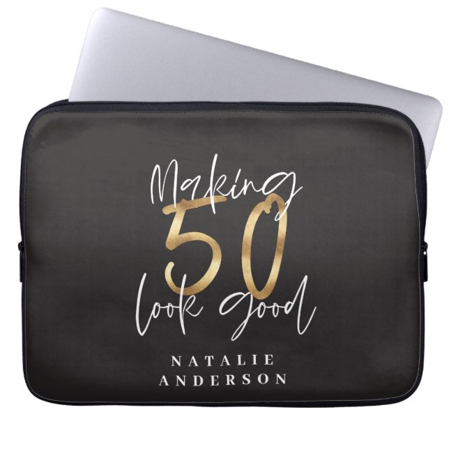 Skapar 50-bra guld födelsedagsfirande laptop fodral (Framsidan)