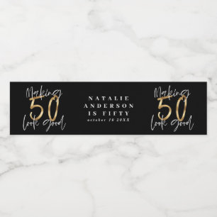 Skapar 50-bra guld födelsedagsfirande vattenflaskor etikett