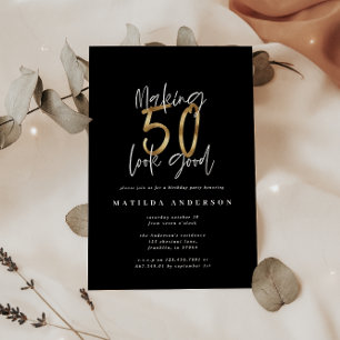 Skapar 50-bra guld födelsedagsinbjudan