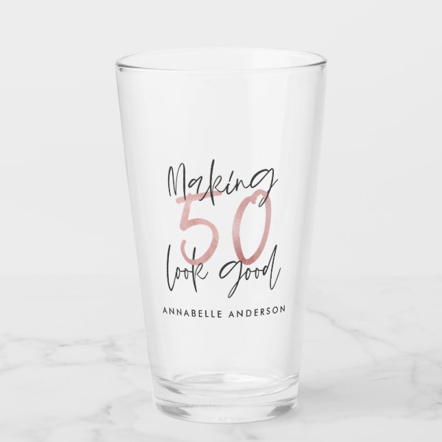 Skapar 50 bra rosa glitter födelsedag glaskopp (Framsida)