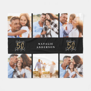 Skapar 50-bra svartfärgad fotolyfödelsedag för gul fleecefilt