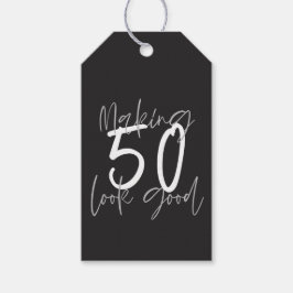Skapar 50-brans födelsedagstack presentetikett