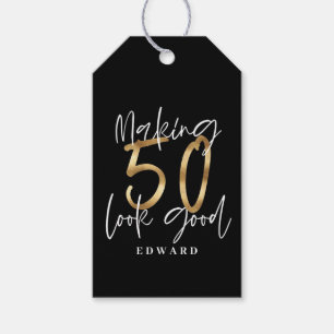 Skapar 50 gånger bra guld födelsedagstack presentetikett