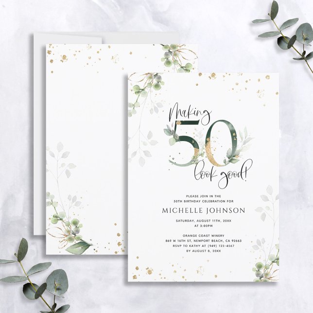 Skapar 50 Se Bra Grönt Guld Botaniska födelsedag Inbjudningar (Skapare uppladdad)