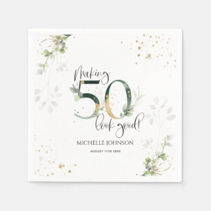 Skapar 50 Se Bra Grönt Guld Botaniska födelsedag Pappersservett