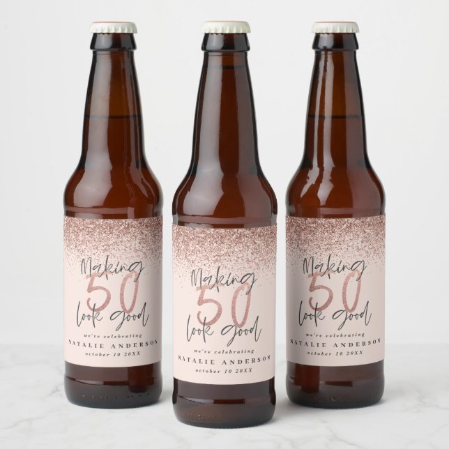 Skapar 50-tums bra ro guld födelsedag ölflaska etikett (Flaskor)