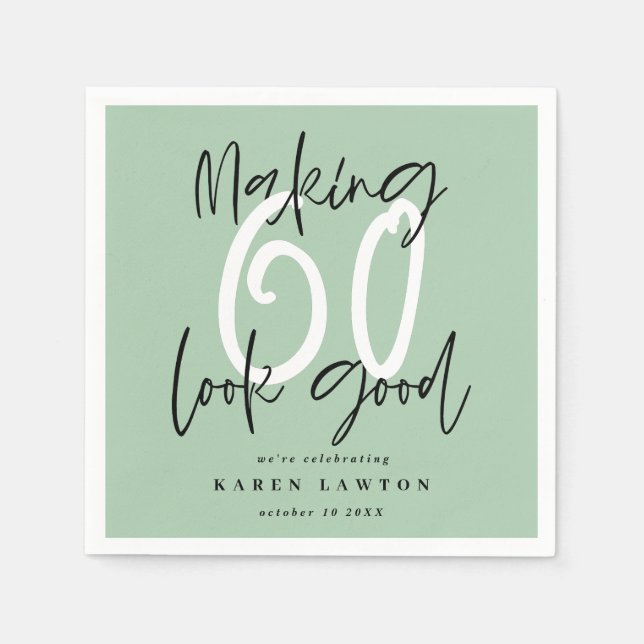 Skapar 60-bra färgstark födelsedagsfest pappersservett (Framsidan)