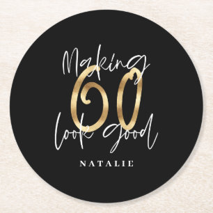 Skapar 60-bra guld Födelsedagsfest Underlägg Papper Rund