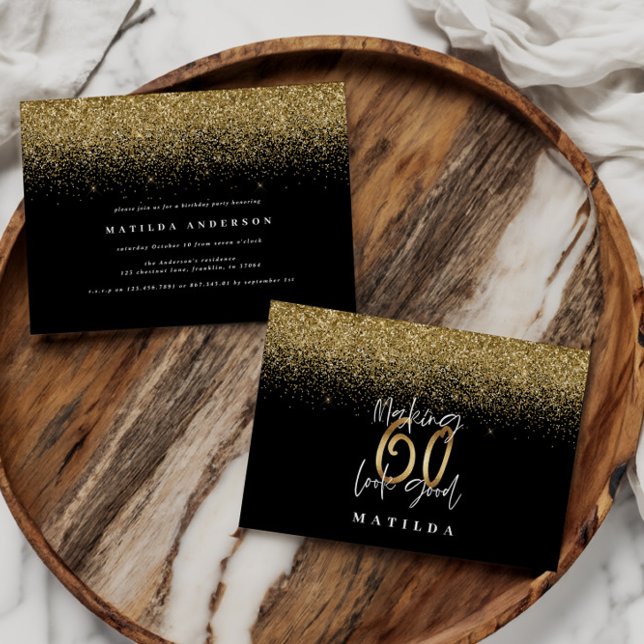 Skapar 60-bra guld födelsedagsinbjudan (Skapare uppladdad)