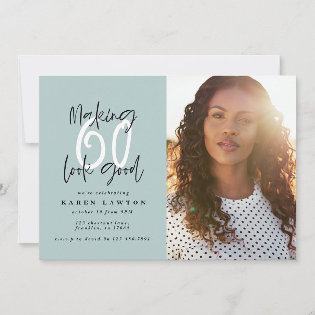 Skapar 60-brans fotofödelsedagsinbjudan (Framsida)