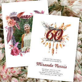 Skapar 60 Se Bra 60:e Rustic Boho Birthday Inbjudningar
