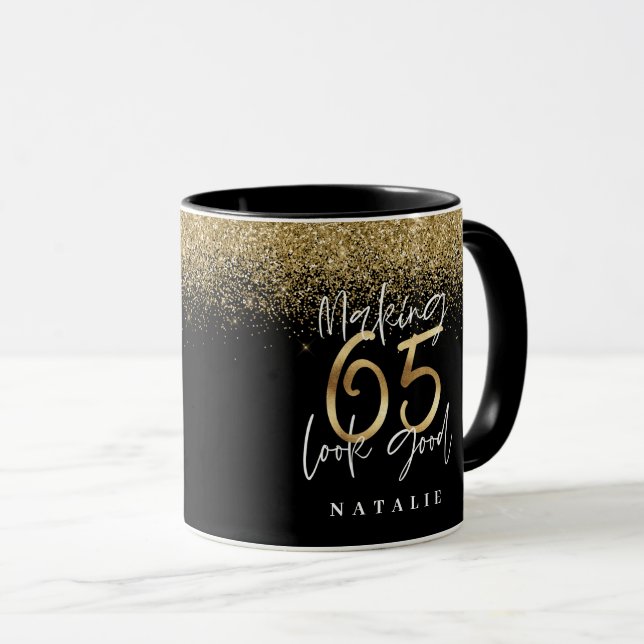 Skapar 65-tums bra guld glitter födelsedag mugg (Framsida höger)