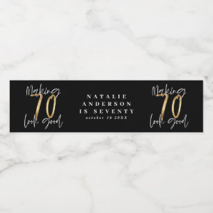 Skapar 70-bra guld födelsedagsfirande vattenflaskor etikett