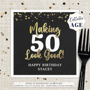 Skapar AGE Se Bra Black Guld Birthday Pappersservett