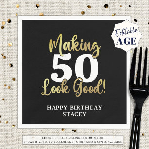 Skapar AGE Se Bra Black Guld Birthday Pappersservett