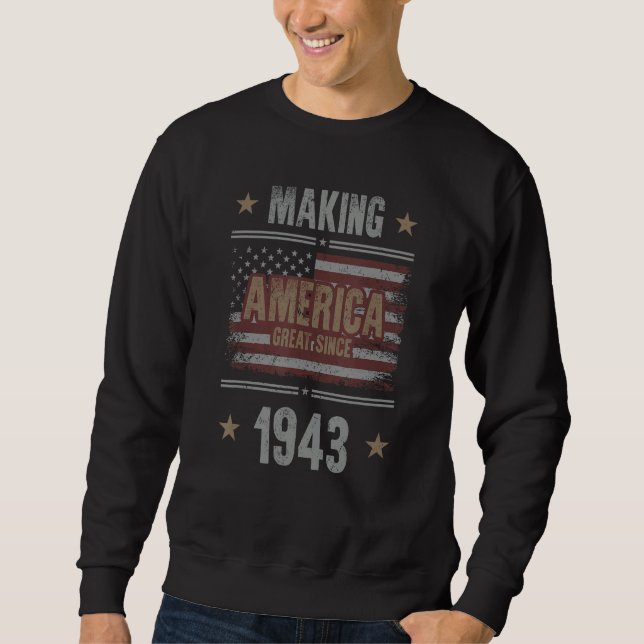Skapar America Underbar SInce 1943 80 Birthday Lång Ärmad Tröja (Framsida)