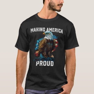 Skapar Amerika Proud American Örn Patriotis T Shirt