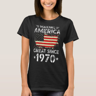 Skapar Amerika Underbart sedan 1970 USA flagga Ret T Shirt