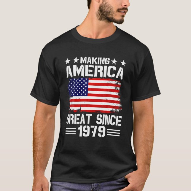 Skapar Amerika Underbart sedan 1979 Födelsedagsfes T Shirt (Framsida)