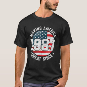 Skapar Amerika Underbart sedan 1987 USA flagga Ret T Shirt