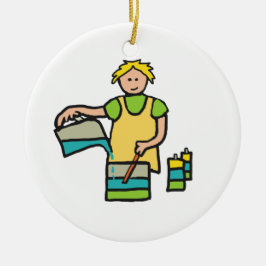 Skapar av ljus julgransprydnad keramik