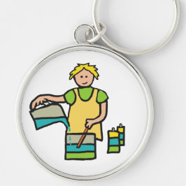 Skapar av ljus rund silverfärgad nyckelring