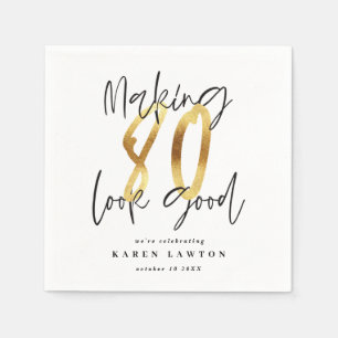 Skapar blöjor med 80 utseende bra guld födelsedags pappersservett