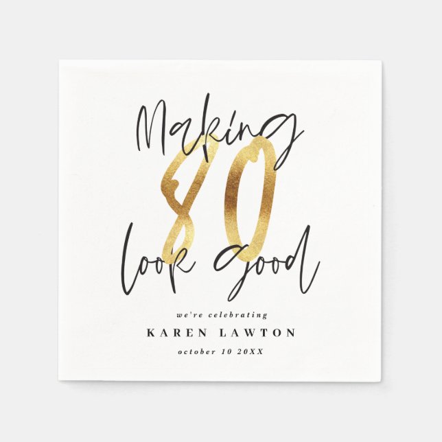 Skapar blöjor med 80 utseende bra guld födelsedags pappersservett (Framsidan)