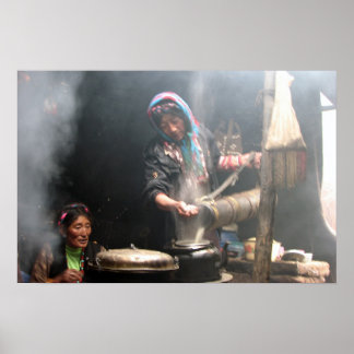 Skapar Butter Tea (fotografi av David Berry) Poster