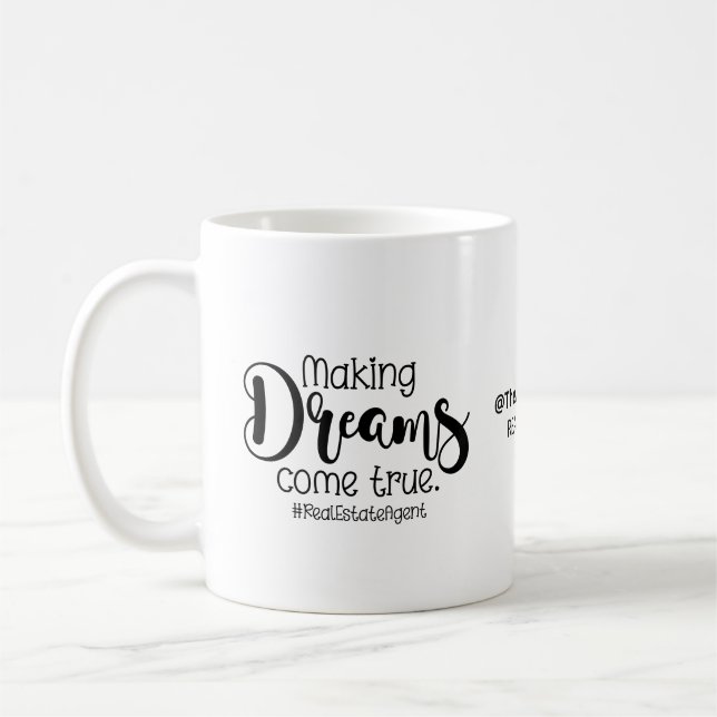 skapar drömmar kom äkta gods agent promo till kaffemugg (Vänster)