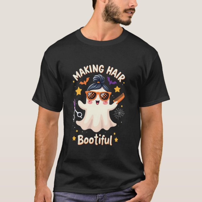 Skapar Hair Bootiful Ghost Halloween Hairdresser T T Shirt (Framsida)