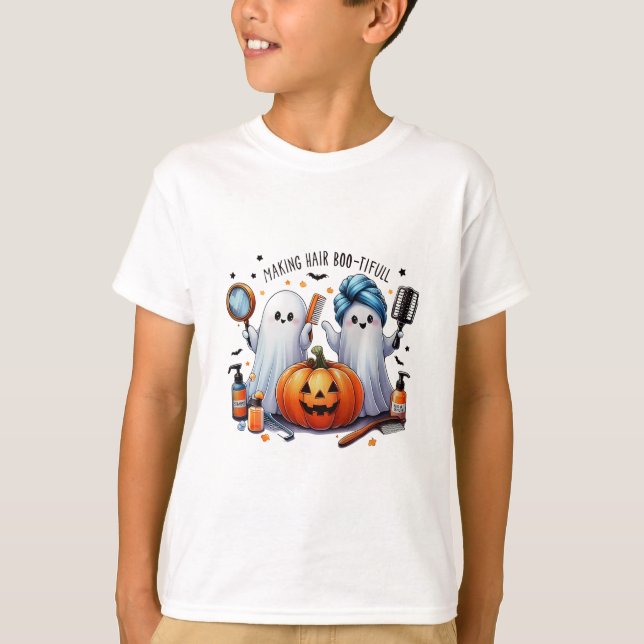 Skapar Hair Bootiful Halloween Hair Stylist Ghost T Shirt (Framsida)