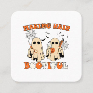 Skapar Hair Funny Ghost Hairdresser Halloween Fyrkantigt Visitkort