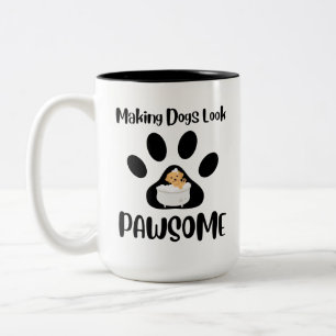 Skapar Hundar Se Pawsome, Groomer Apparel Två-Tonad Mugg