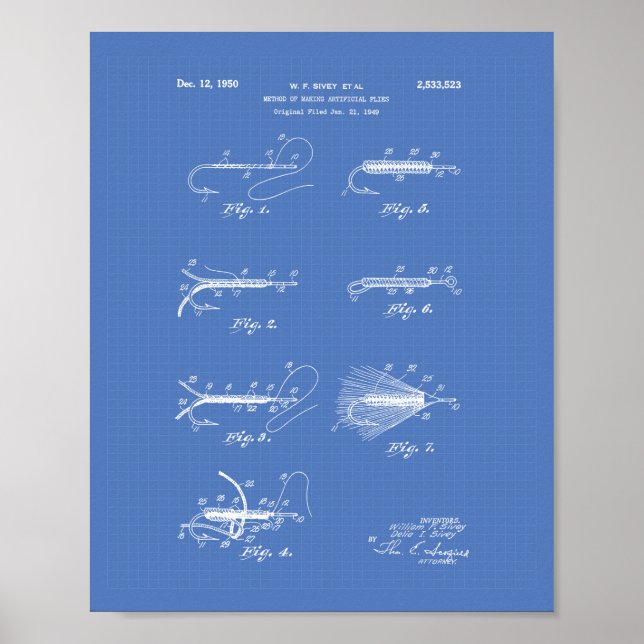 Skapar konstgjord 1950 Patent Art - Blåkopia Poster (Framsidan)