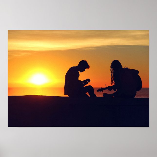 Skapar musik/solnedgång poster (Framsidan)